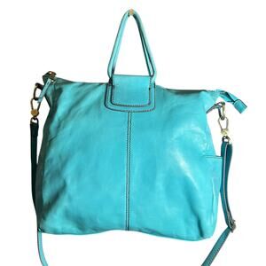 HOBO Turquoise Leather Sheila Satchel/Handbag Or Crossbody. Rare Color!! EUC
